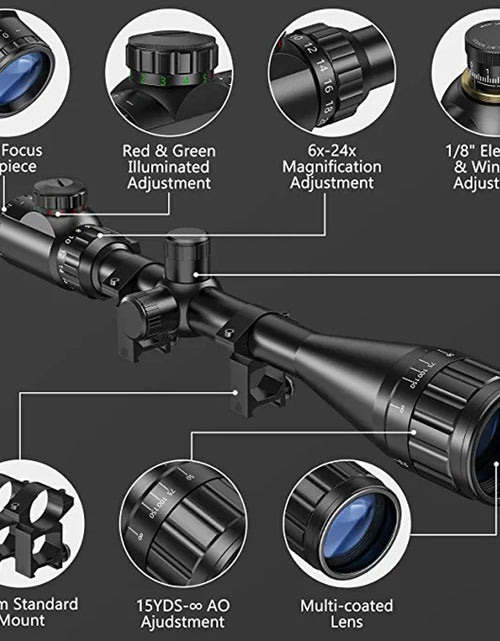 Load image into Gallery viewer, Hunting Rifle Scope 6-24x50 - Red &amp; Green Illuminated Scope
