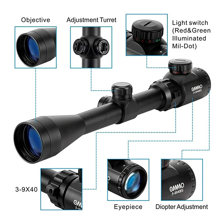 OMMO 3-9X40 Hunting Rifle Scope